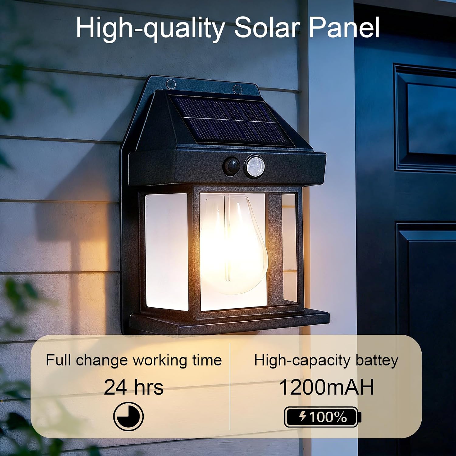 Detalle de Hqynss Solar Lights Outdoor (2 Pack): IP65 Waterproof Wall Lanterns with Motion Sensor and 3 Modes