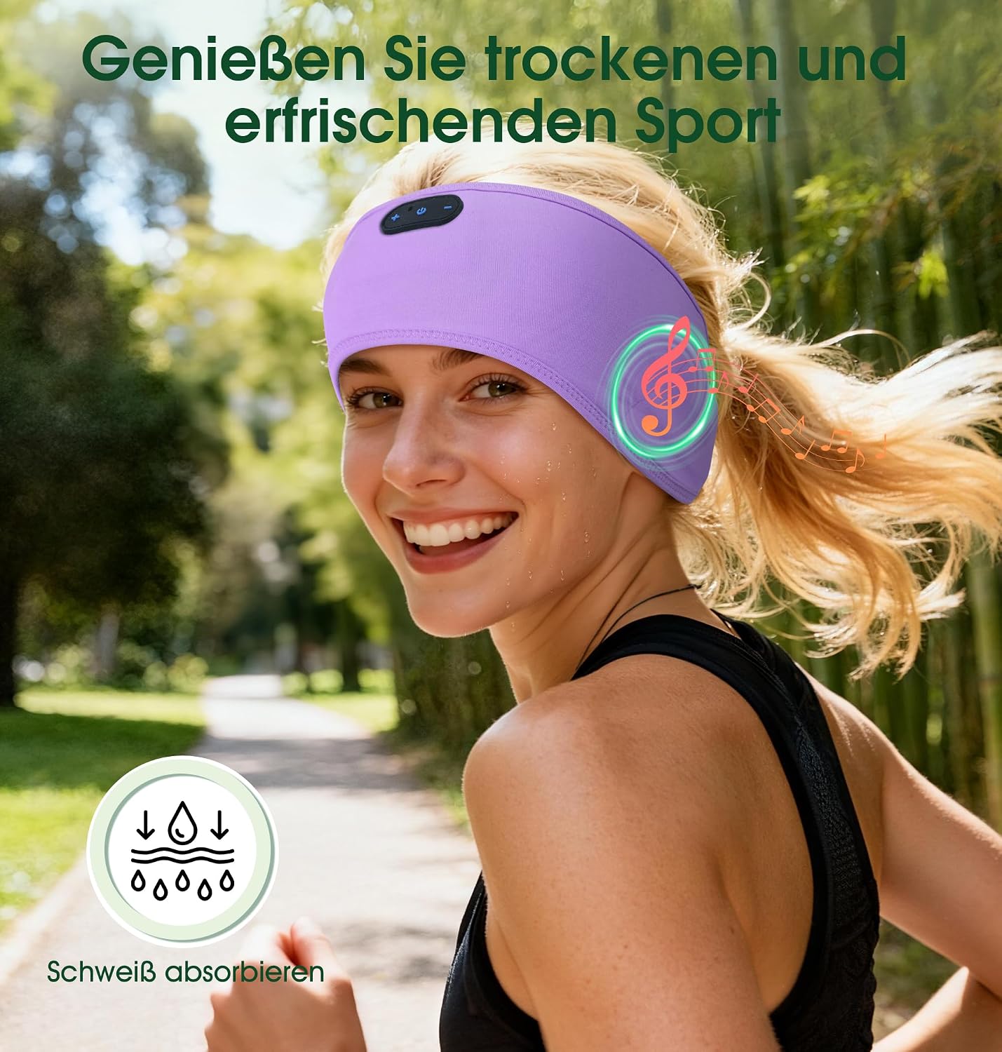Detalle de MUSICOZY Bluetooth-Schlafkopfhörer als Stirnband aus Bambusviskose für Seitenschläfer