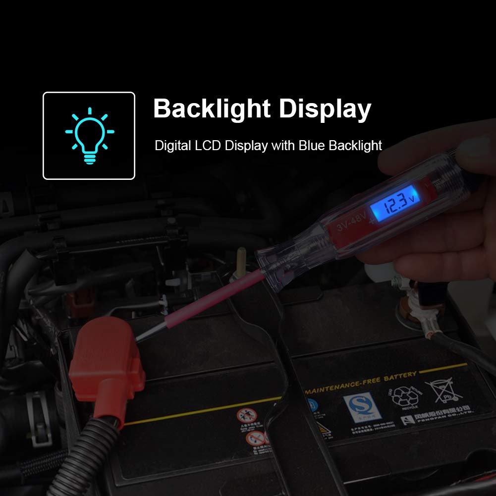 Detalle 1 de Heavy Duty 3-65V Backlit Digital LCD Circuit Tester with 140" Extended Spring Wire