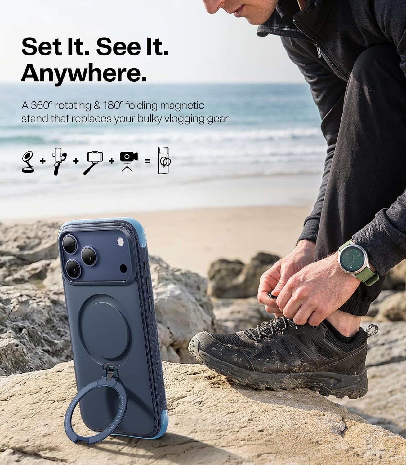 Thumbnail 2 de TORRAS Q3 Rugged Case for iPhone 17 Pro with 360° Magnetic Stand