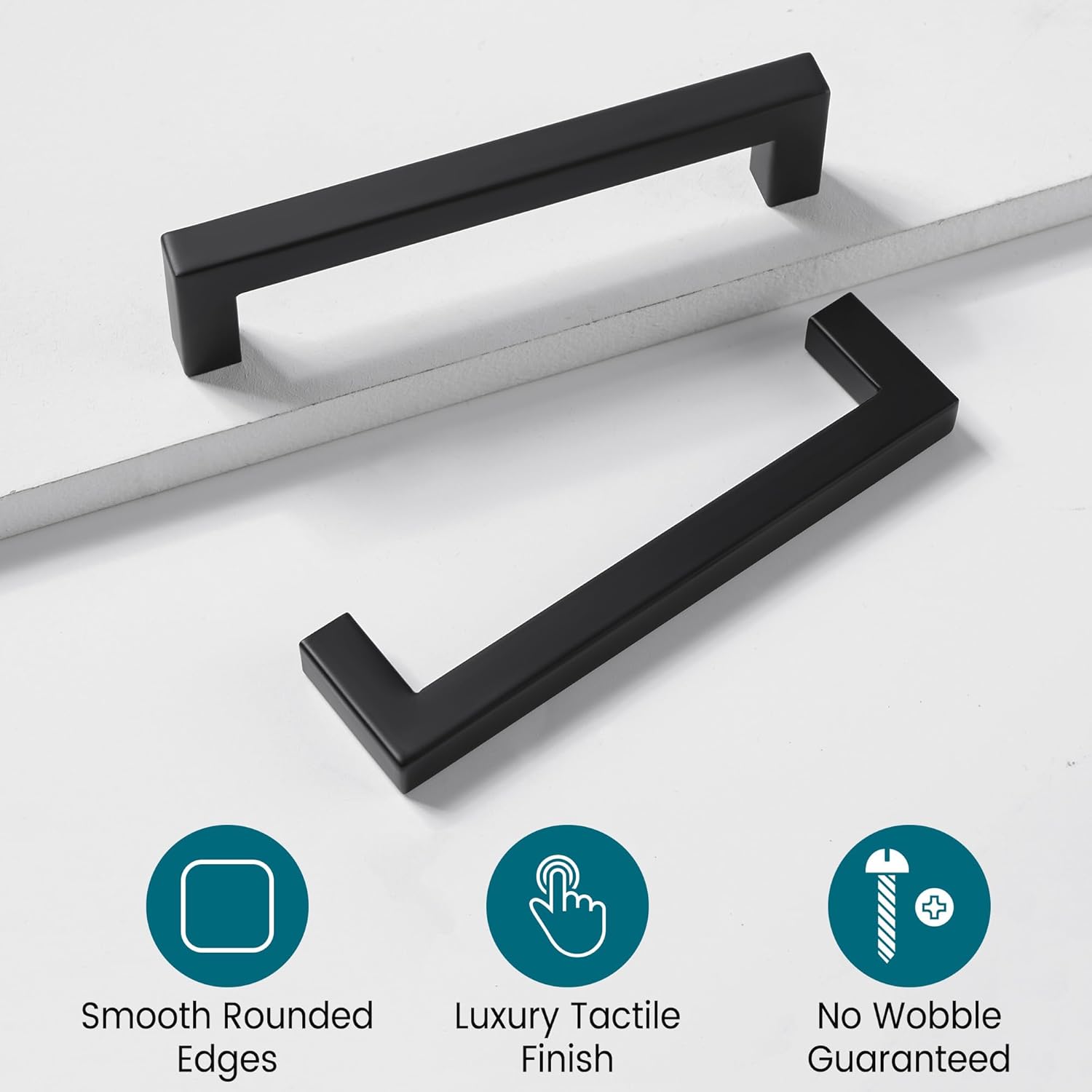 Detalle de Vortix 10er-Set Möbelgriffe Schwarz Edelstahl Matt, 96 mm Lochabstand – langlebig, modern, einfache Montage