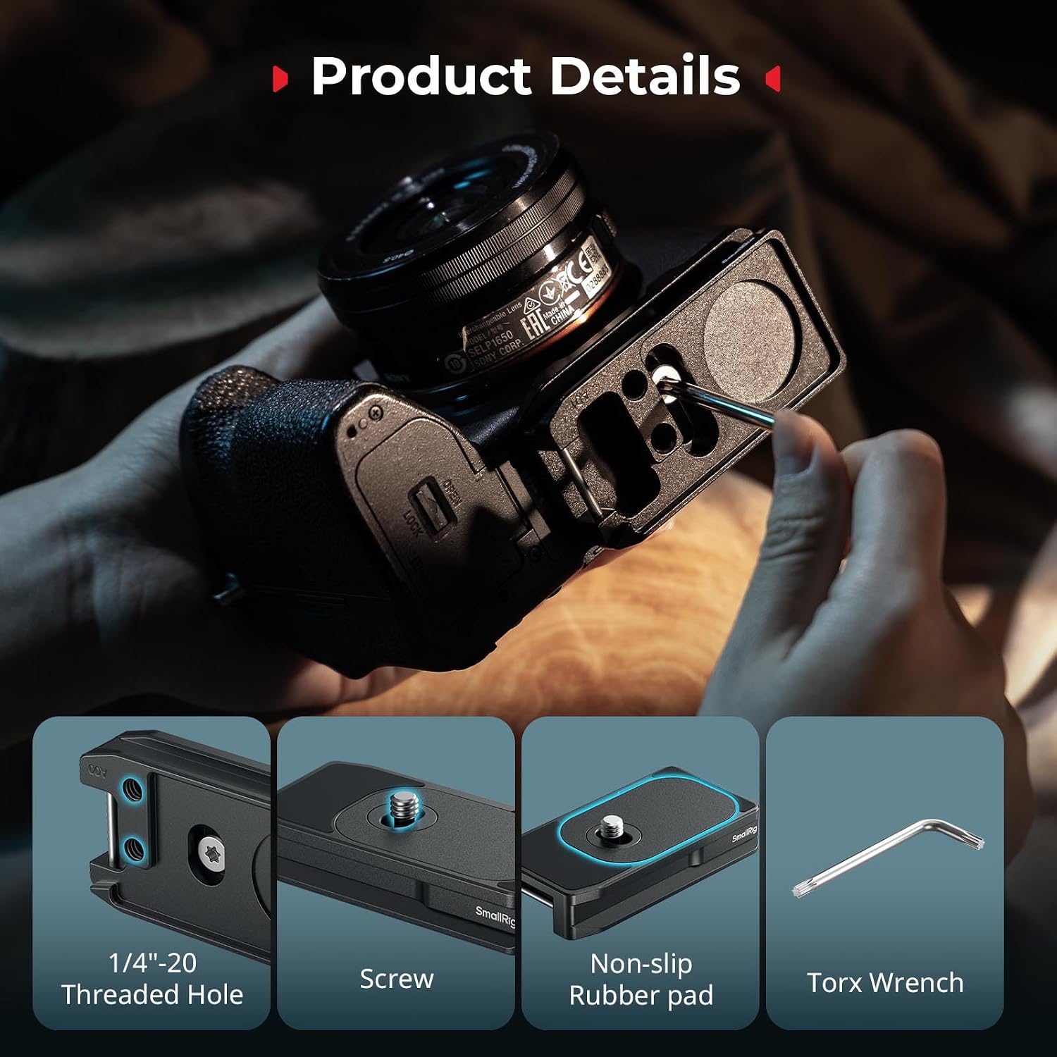 Thumbnail 6 de SMALLRIG Plaque de Montage Universelle MD5422 – AirTag / SmartTag2, fixation rapide Arca-Swiss pour appareil photo