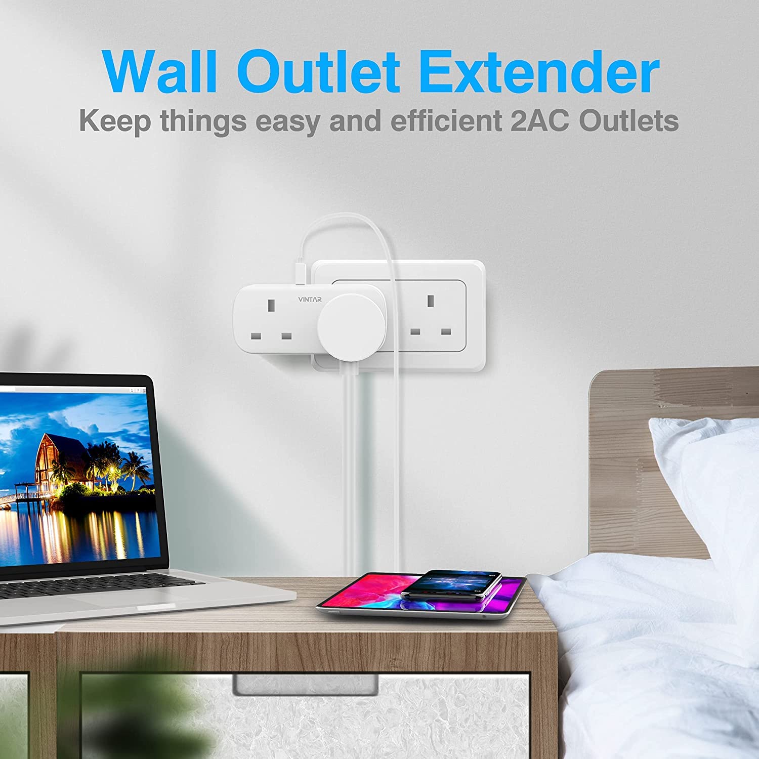 Thumbnail 6 de VINTAR Double Plug Adaptor with 2 USB, 13A Power Socket 🔌