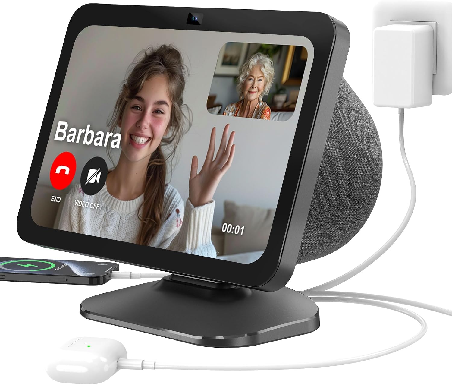 PlusAccVerstellbarer Ladestation für Show 8 (3.Gen) & Phone – Ständer mit USB-C und USB-A Ladeanschlüssen