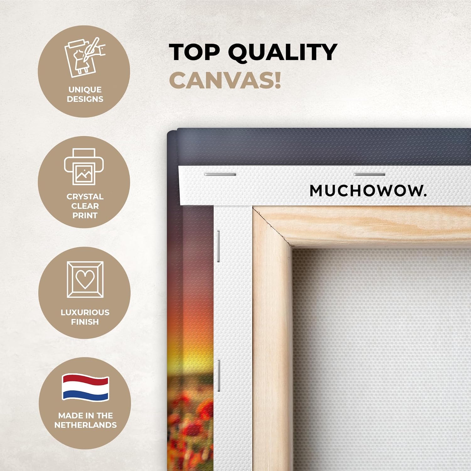 Thumbnail 1 de Impressions sur toile MuchoWow 90x60 cm – Coquelicots rouges, coucher de soleil, décoration murale