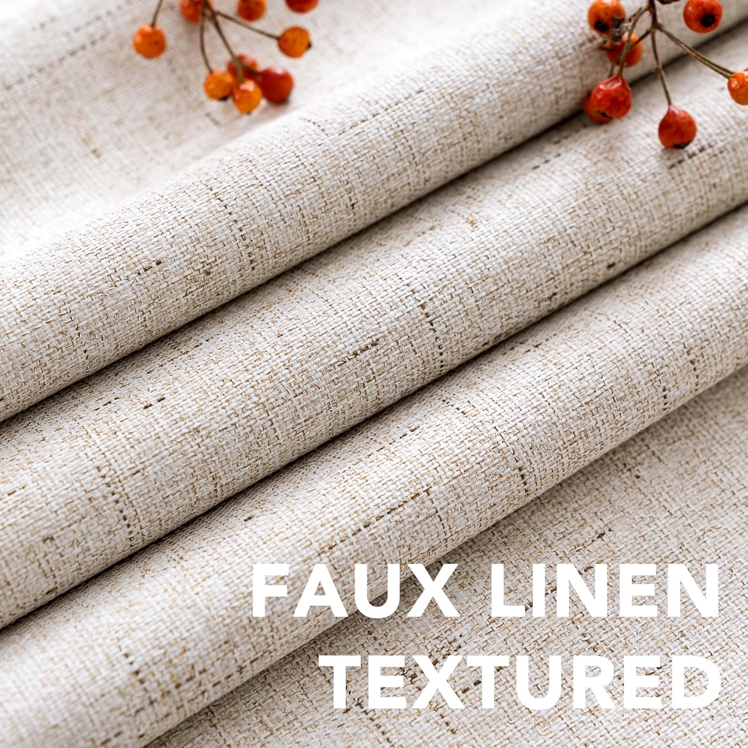 Thumbnail 3 de H.VERSAILTEX Blackout Linen Curtains 108" Long, 2 Panels (104"W x 108"L) with White Liner – 100% Blackout, Faux Linen Look
