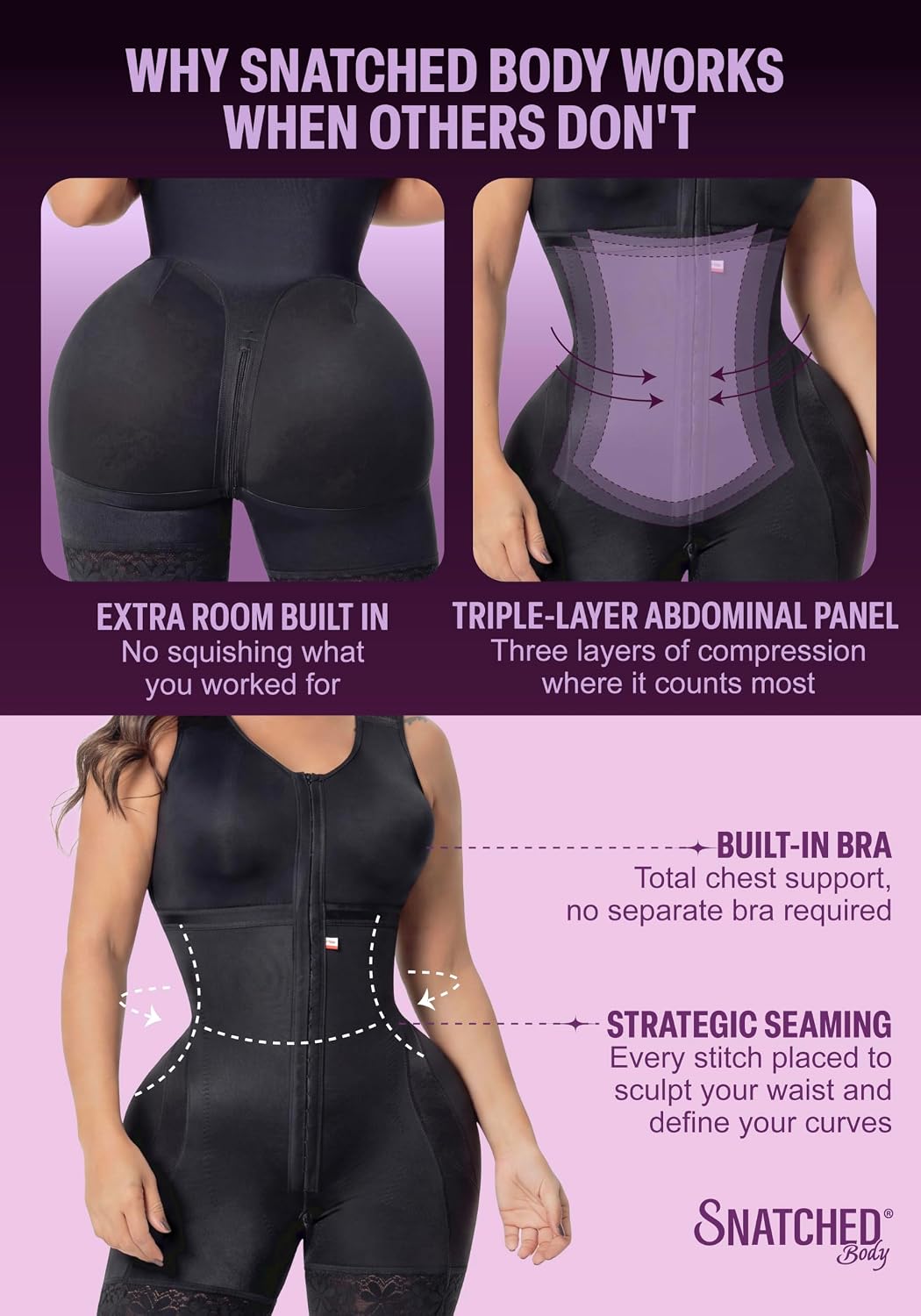 Detalle de Snatched Body Stage 2 Faja with Bra (BBL Body Shapewear) for Post-Op & Everyday Compression