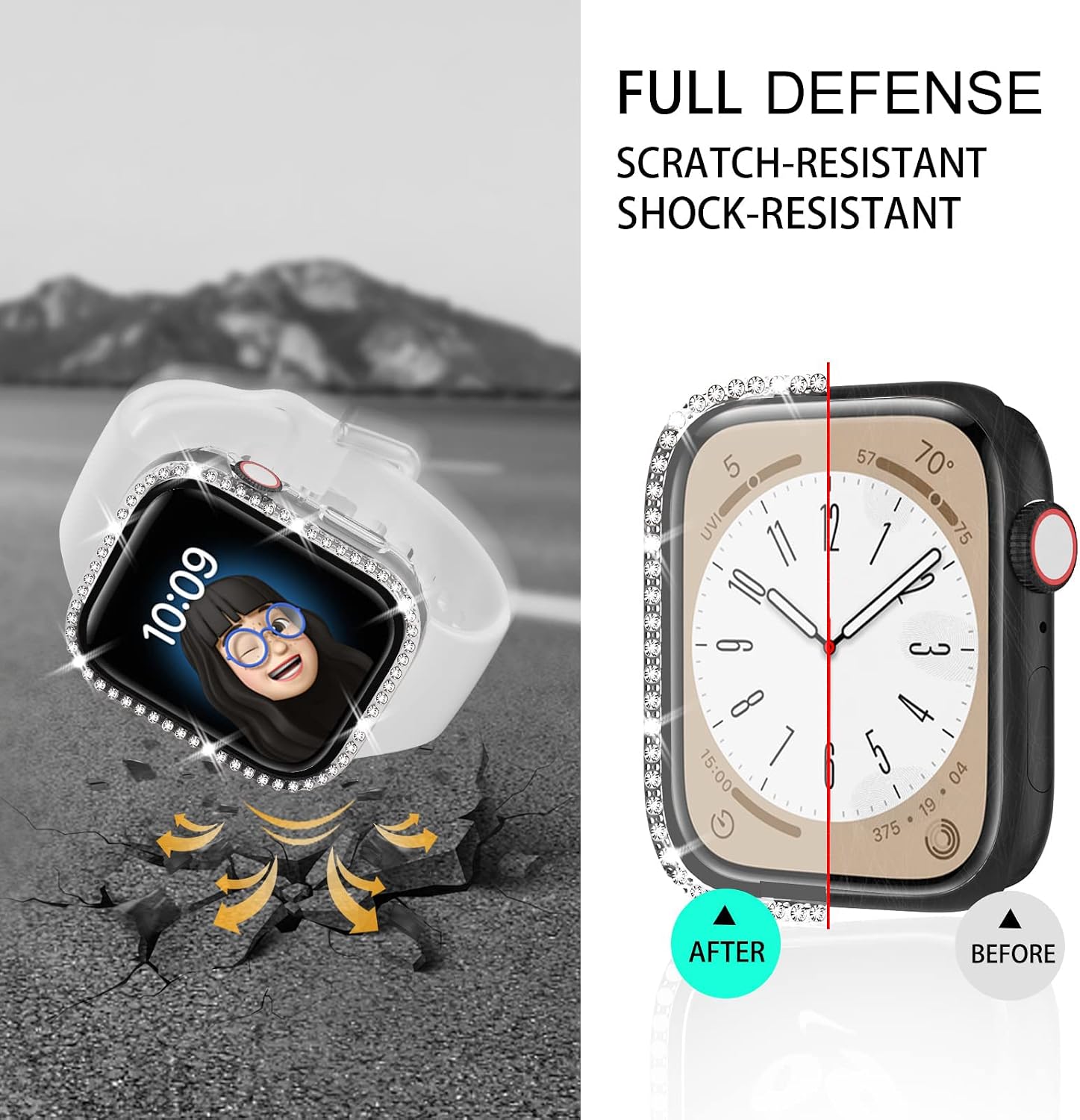 Thumbnail 2 de 4-Pack Bling Diamond Case for Apple Watch SE (40mm) / Series 6–4 (40mm) with Tempered Glass Screen Protector