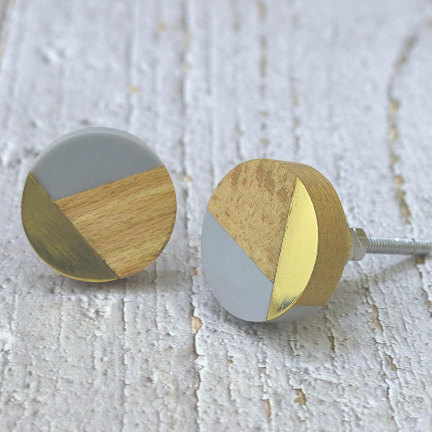 Thumbnail 1 de ARTISNO Three Tone Gold Designs Holz-Resin-Knöpfe im Vintage-Stil – runde Tür-/Schrankknäufe (Durchmesser 37 mm, für Türen bis 30 mm)