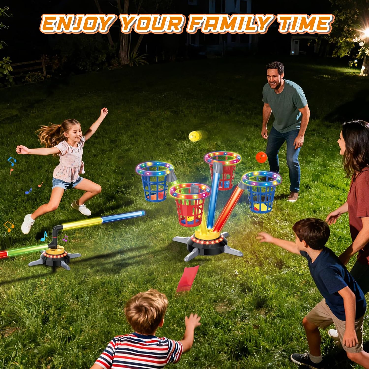 Thumbnail 1 de VATOS 3 in 1 Bean Bag & Ring Toss Game: Electric Spinning Fun for the Whole Family