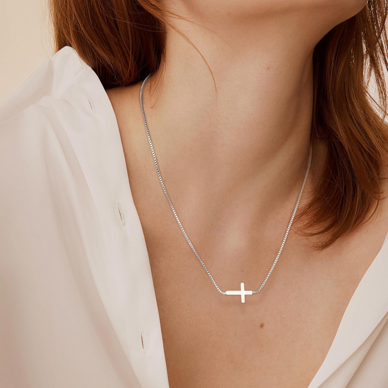 Detalle de BodyBonita Gold Kreuz Kette Damen 14 Zoll