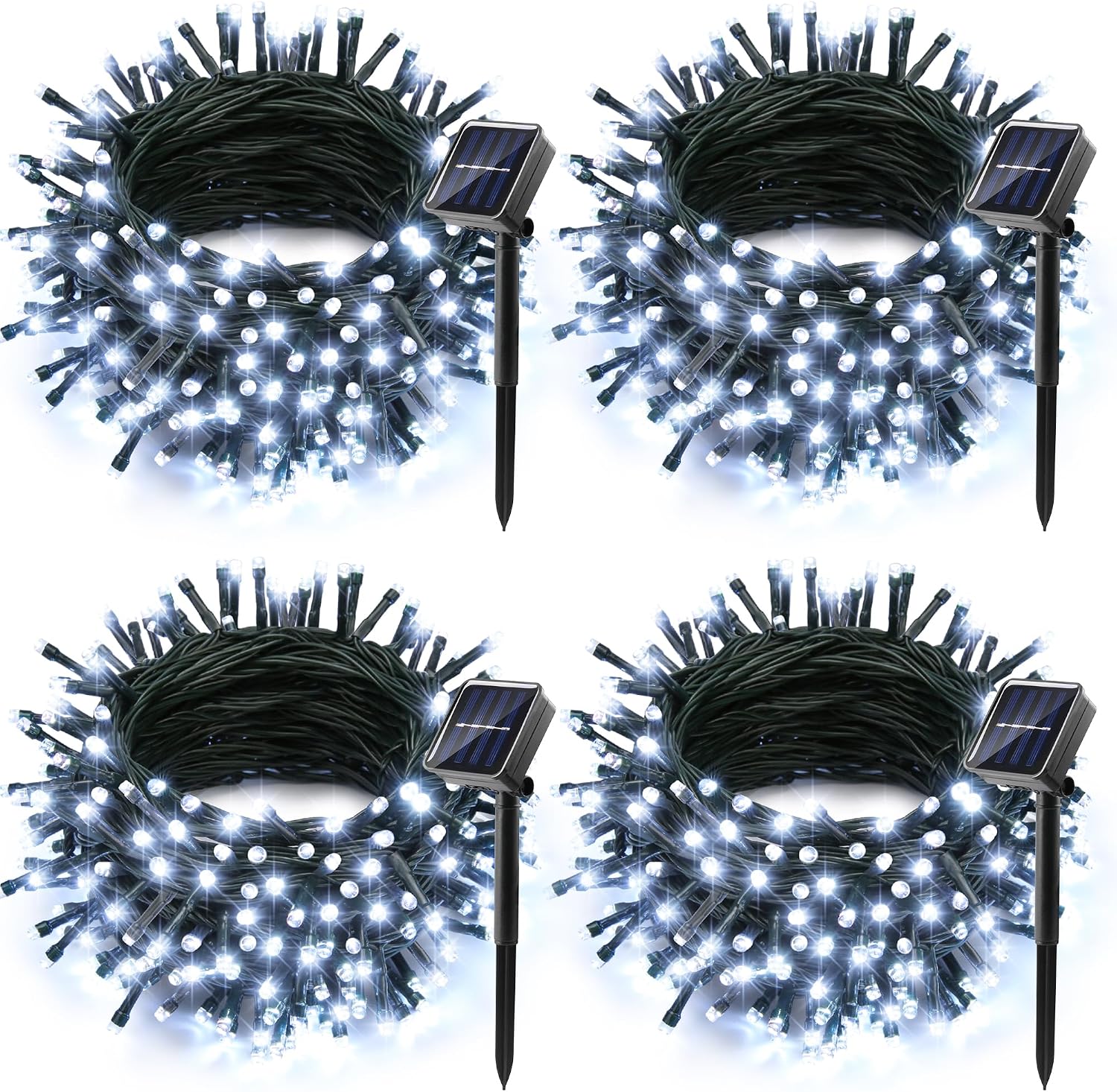 Detalle de Joomer Solar Christmas Lights, 4-Pack, 156 ft, 400 White LEDs, 8 Modes