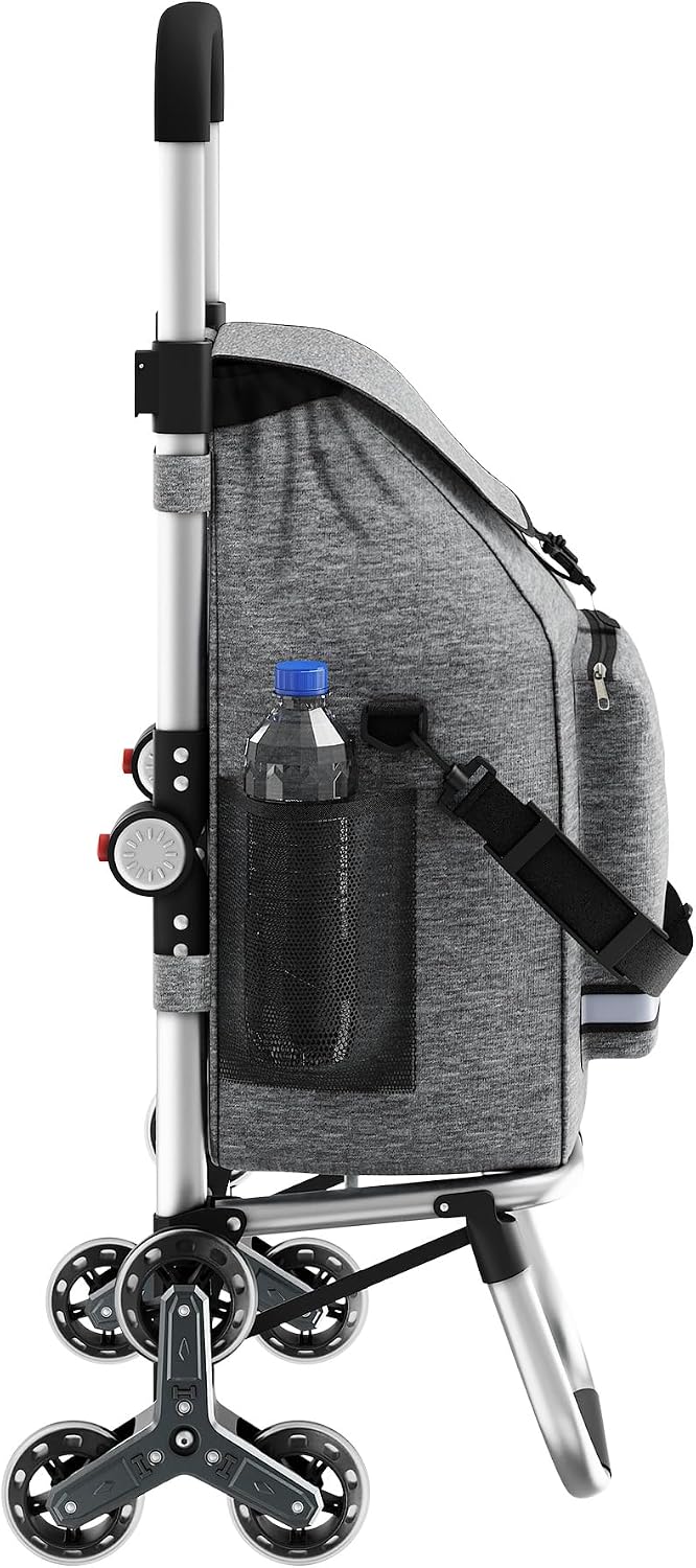 Detalle de tectake 3-i-1 shoppingvagn med 50 l volym, kylfack och sex hjul