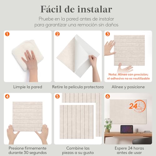 Thumbnail 7 de Lifewit: 6 tablas de fieltro autoadhesivas 30x30 cm para crear una pared de visión modular 90x60 cm