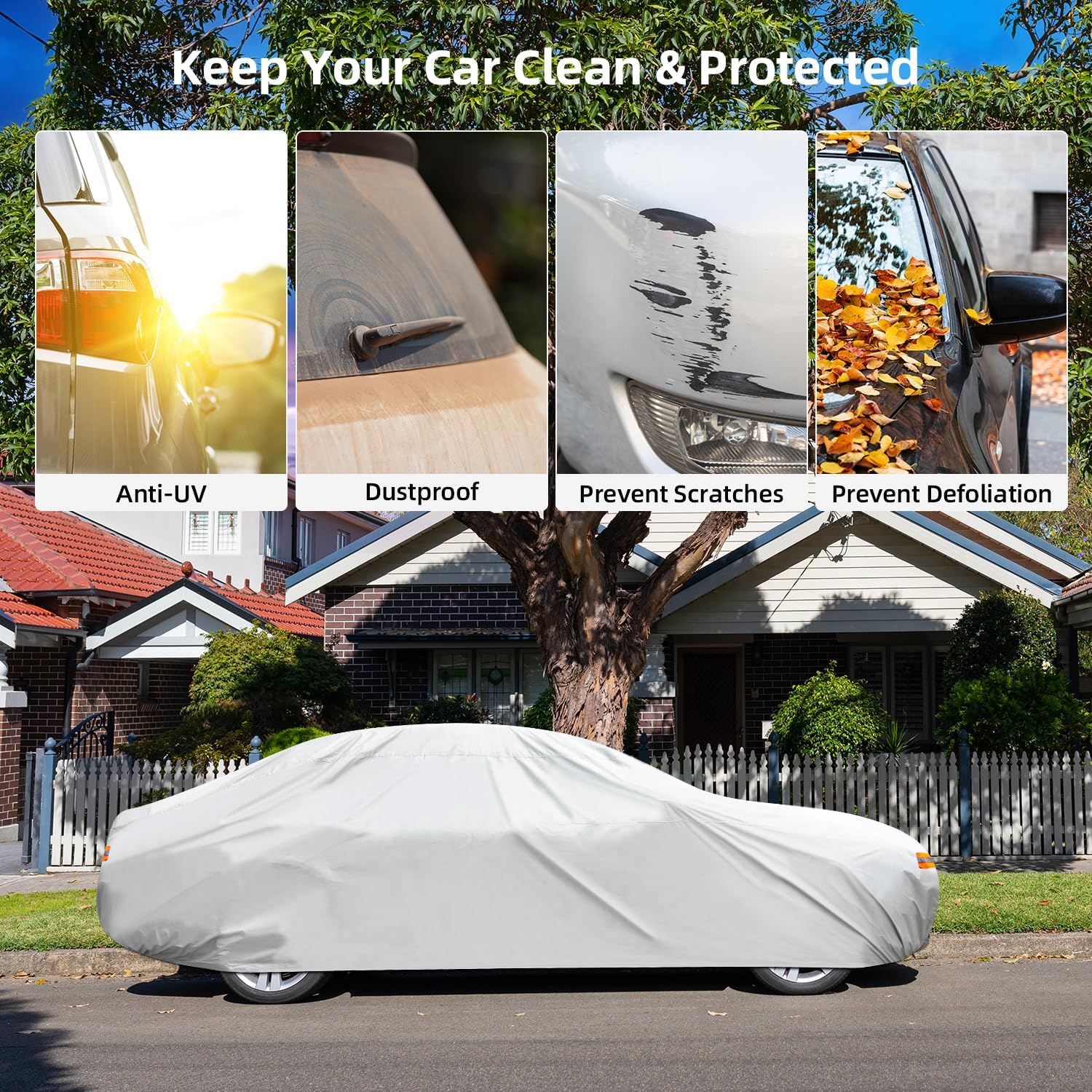 Thumbnail 5 de Ohuhu Universal Full Car Cover for Sedan (191–201 in / 485–510 cm) – All Weather Outdoor & Indoor Protection