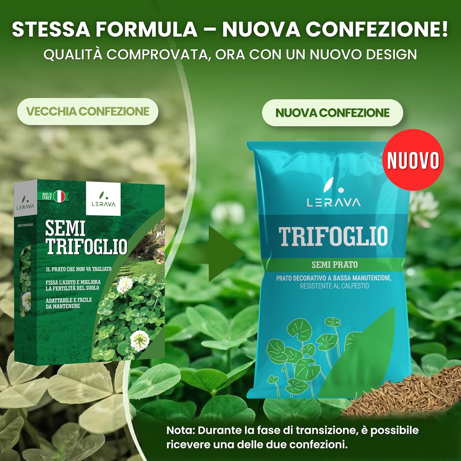 Thumbnail 1 de LERAVA Trifoglio Nano semi prato (50 m²) – non richiede taglio, crescita compatta e fioritura bianca