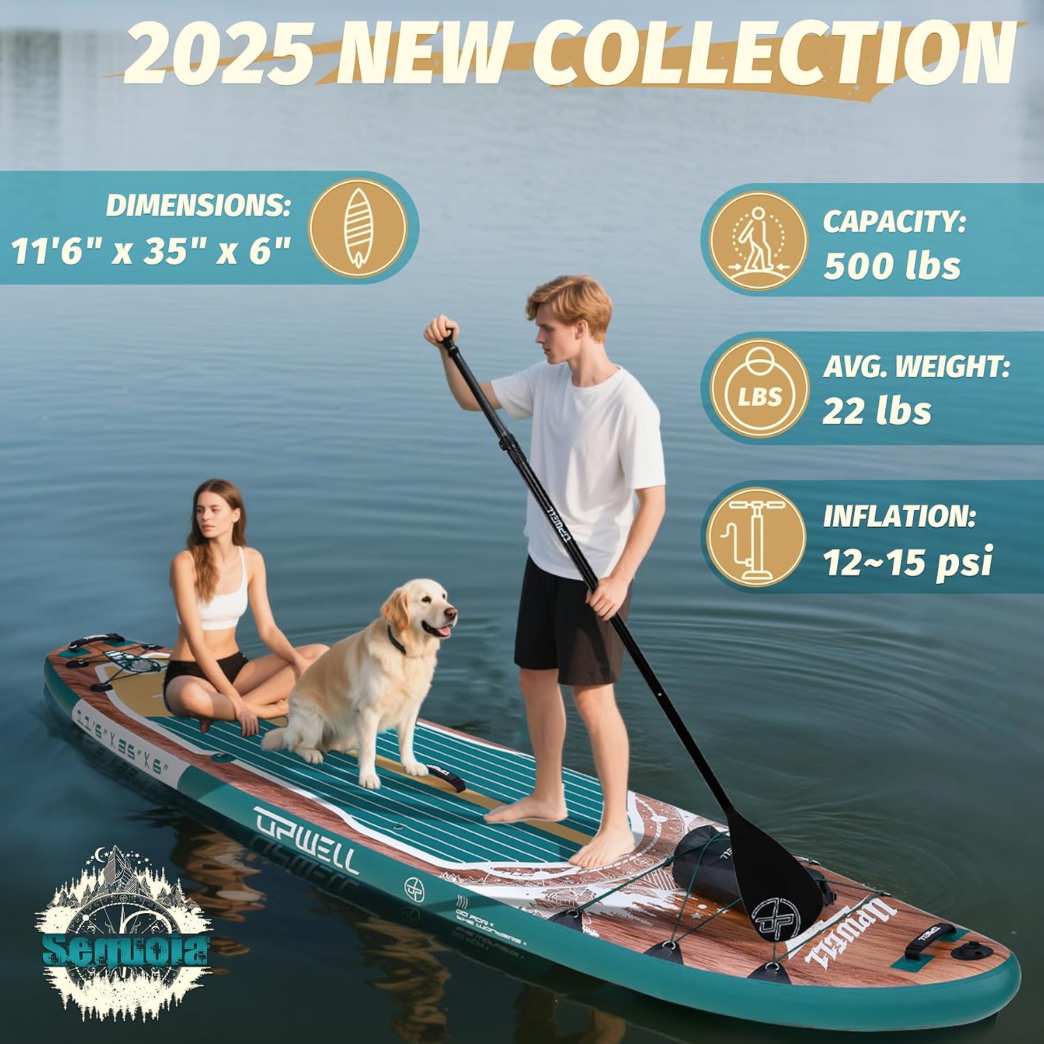 Detalle de UPWELL 11'6 Inflatable Paddle Board with 2-in-1 Paddle and Full Accessory Set