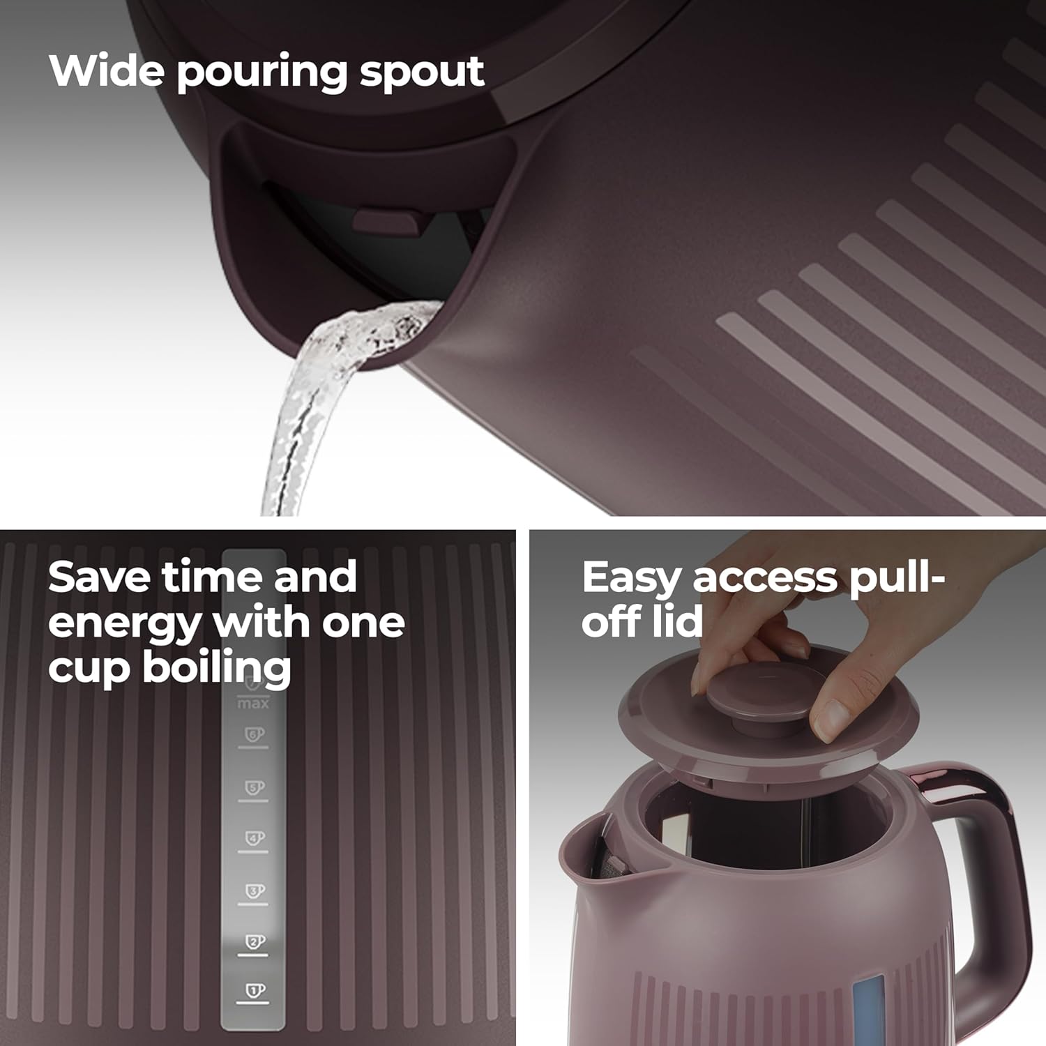 Detalle de Kenwood Dusk Electric Kettle (ZJP30.000PU) 1.7L, 3kW, Twilight Purple
