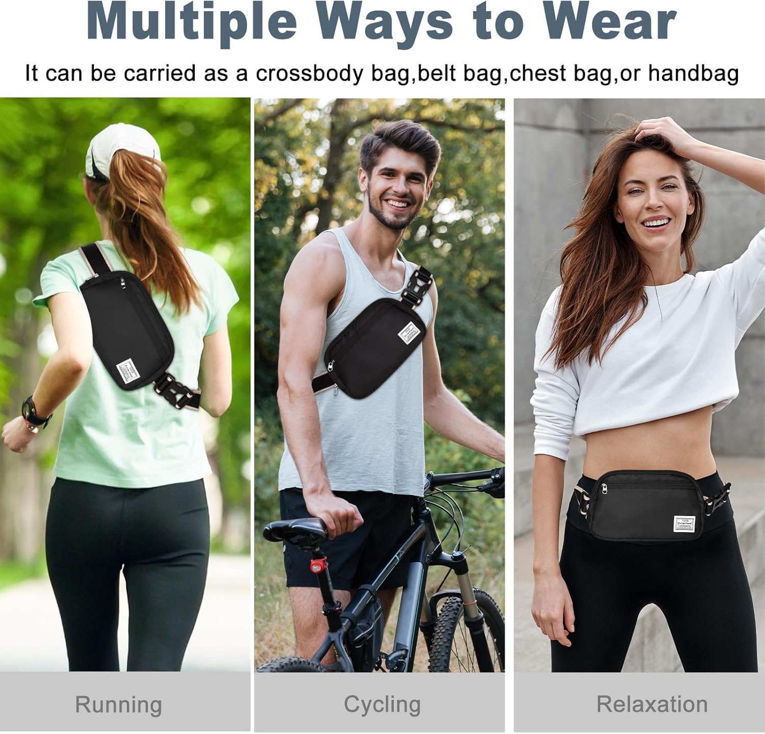 Detalle 2 de DMLuna Small Crossbody Bag: Lightweight, Unisex Waist Bag for Everyday Use