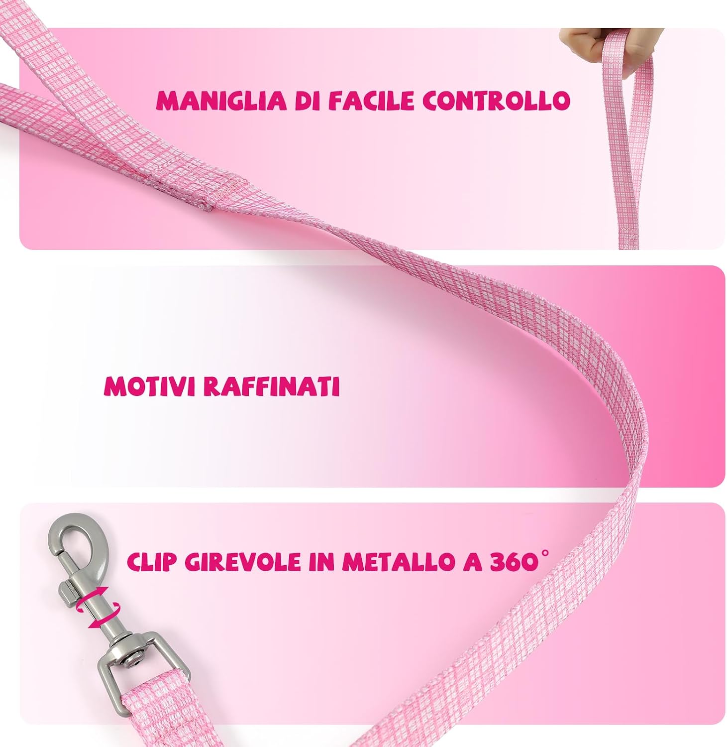 Detalle de COMSLE Pettorina per cani taglia piccola con guinzaglio e inserti riflettenti, morbida imbottitura, rosa, XS