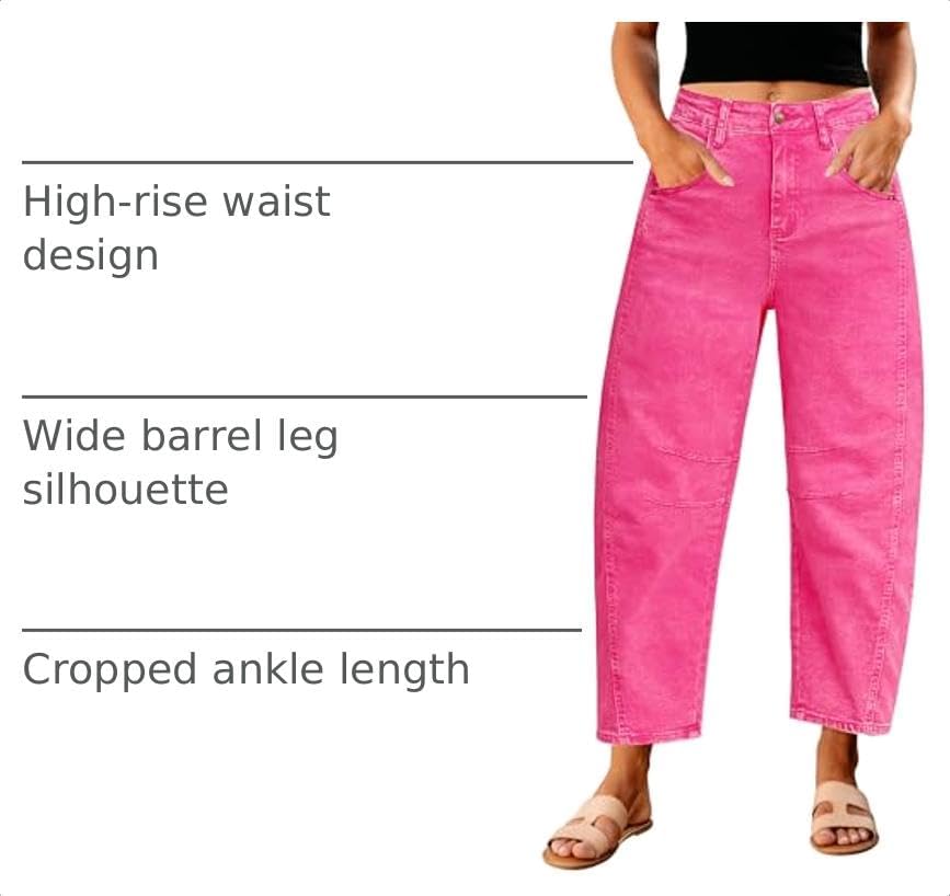 Detalle 2 de GRAPENT GP-PAGHGDGID Barrel Jeans, High-Rise Stretch Denim, Cropped Fit
