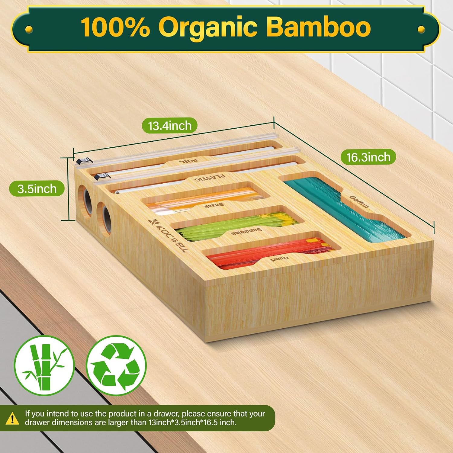 Detalle 2 de KOCWELL Bamboo Bag and Wrap Organizer