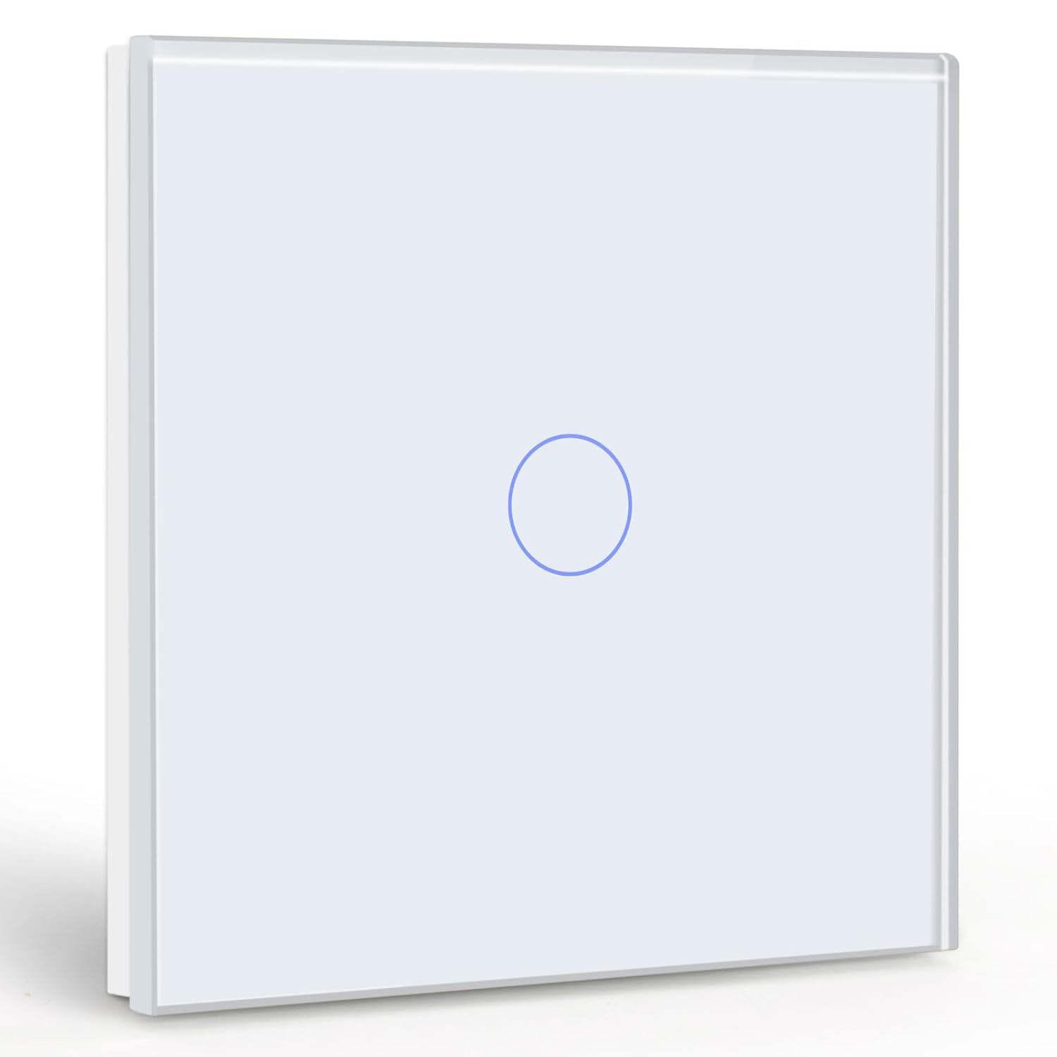 Detalle de BSEED Touch Light Switch (Tempered Glass Panel, LED Indicator) – 1 Gang, 1 Way, White (No Neutral Wire)