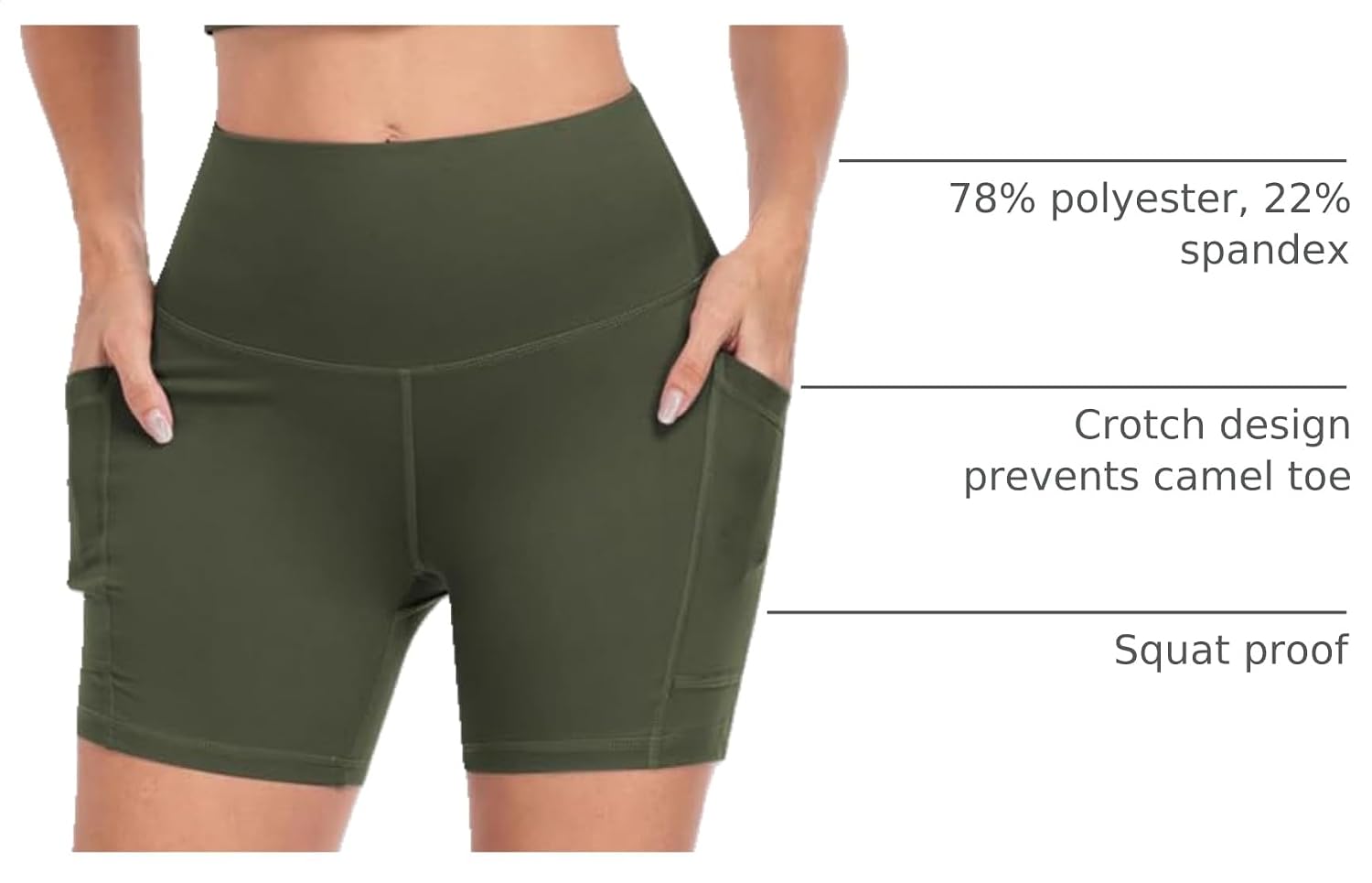 Detalle de CHRLEISURE 6-Pack Women's Biker Shorts with Pocket, 5-Inch High-Waisted Tummy Control Spandex Yoga Workout Shorts