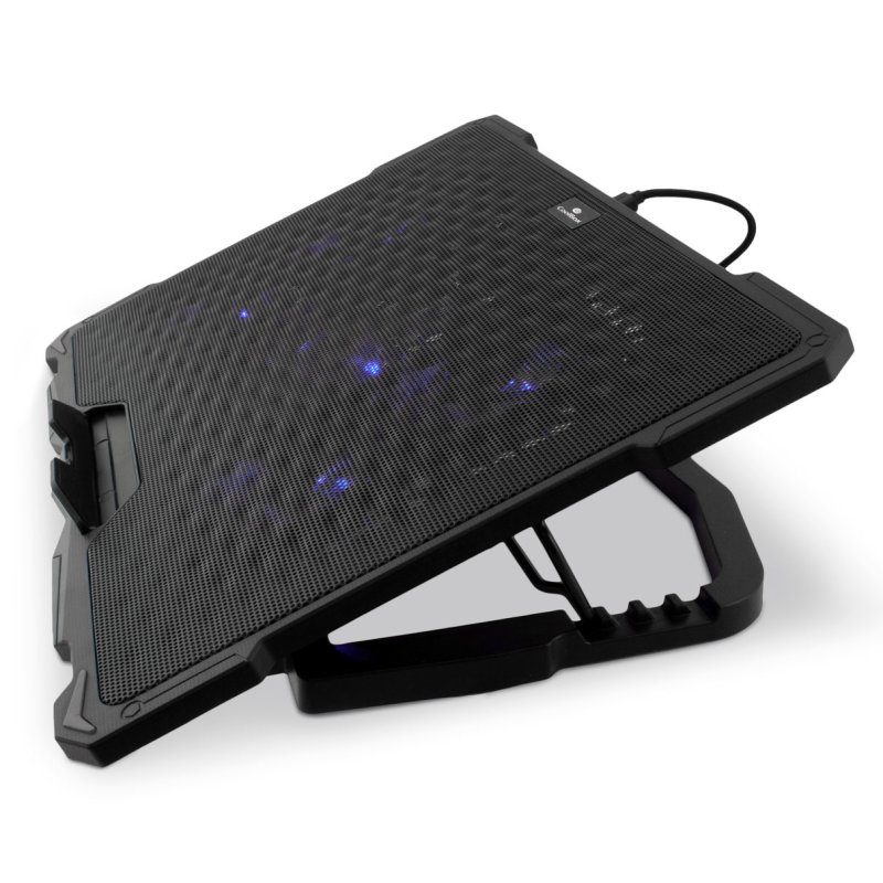 Detalle 2 de CoolBox COO-NCP17-V5: base refrigeradora para portátil de hasta 17,3" con 5 ventiladores y atril ajustable