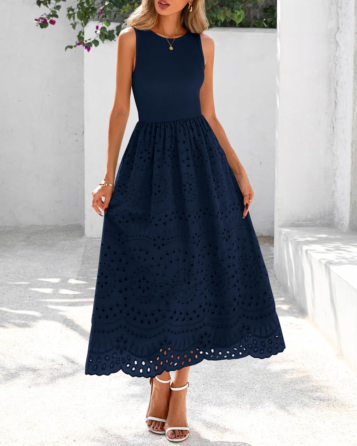 Thumbnail 6 de Dowerme Women Summer Dress 2026 Maxi Boho Lace Eyelet Cotton with Pockets