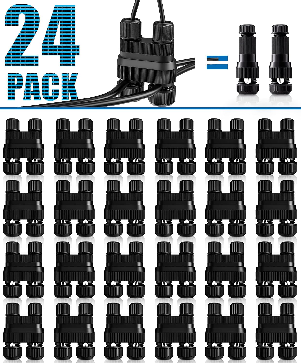 Detalle de SUNVIE LVCO0224 Fastlock2 Low Voltage Wire Connectors, 24-Pack