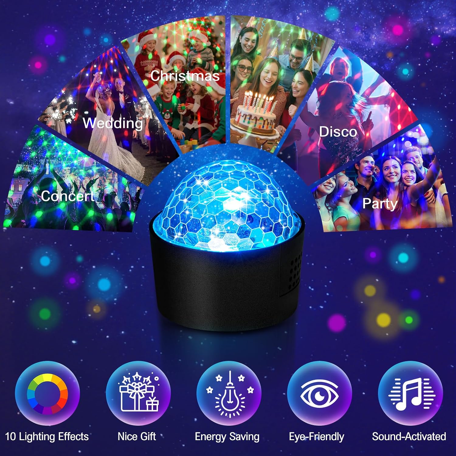 Thumbnail 6 de ENONEO D33 mini LED-discobal 5,5 cm met muziekgestuurde lichteffecten