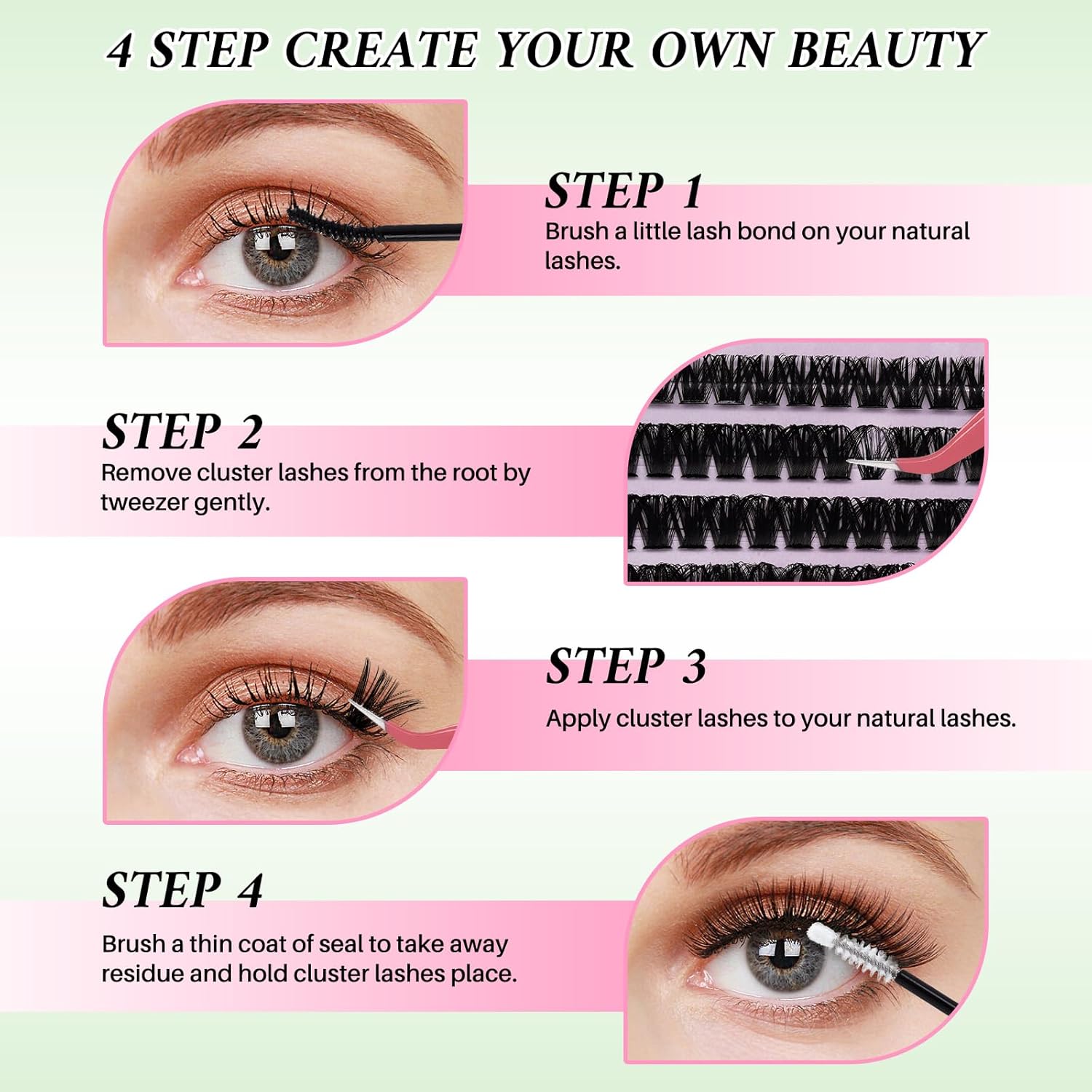 Thumbnail 5 de RITALASH Lash Clusters Kit for Beginners (640pcs 20D+40D+60D+80D) with Lash Bond & Seal, Tweezers & Brush