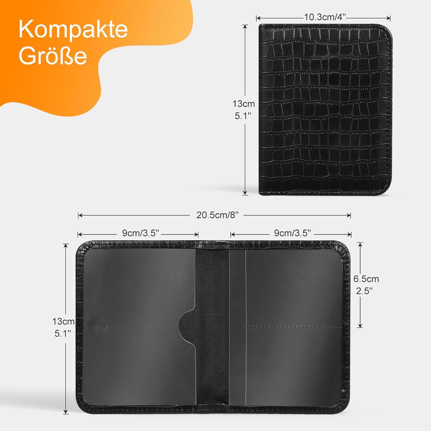 Thumbnail 3 de CoBak Kfz Zulassungsfahrzeugschein Hülle und Versicherungshalter – Magnetverschluss, Croco Schwarz