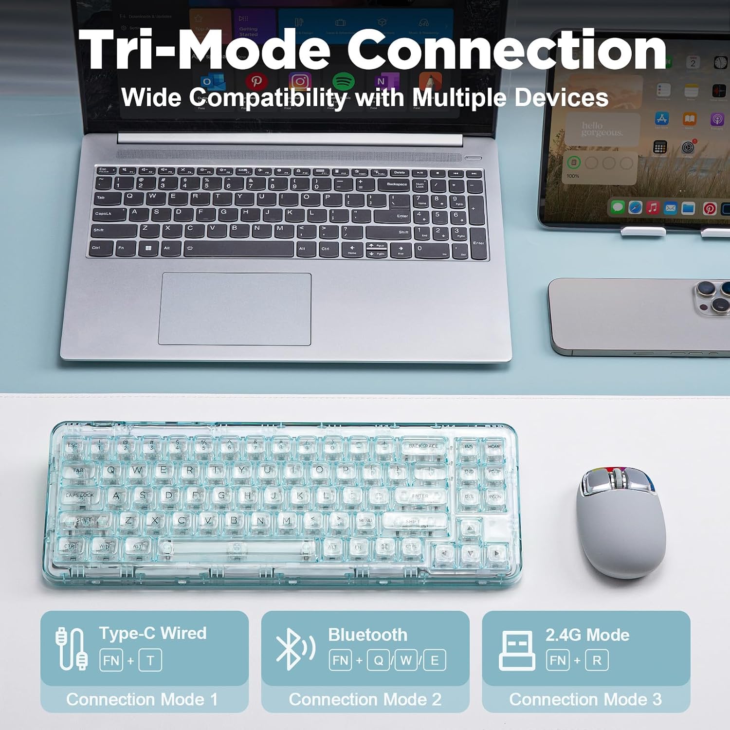 Thumbnail 4 de YUNZII X71 Transpartente Mechanische Tastatur mit 68% Layout und Triple-Mode-Verbindung