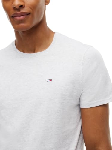 Detalle de Tommy Jeans TJM Original – Camiseta de manga corta ajustada para hombre, Gris Ice Grey Heather, XXL