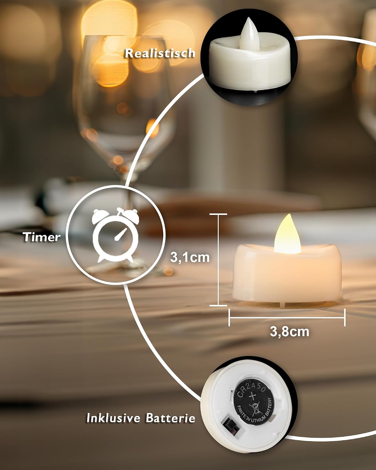 Detalle 2 de AMAGIC 12 Stück LED Teelichter Fernbedienung