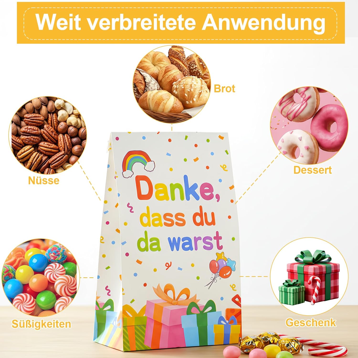 Thumbnail 3 de TianYueXi 16 Kinder-Geschenktüten zum Kindergeburtstag inkl. 24 Aufklebern (Regenbogen-Design)