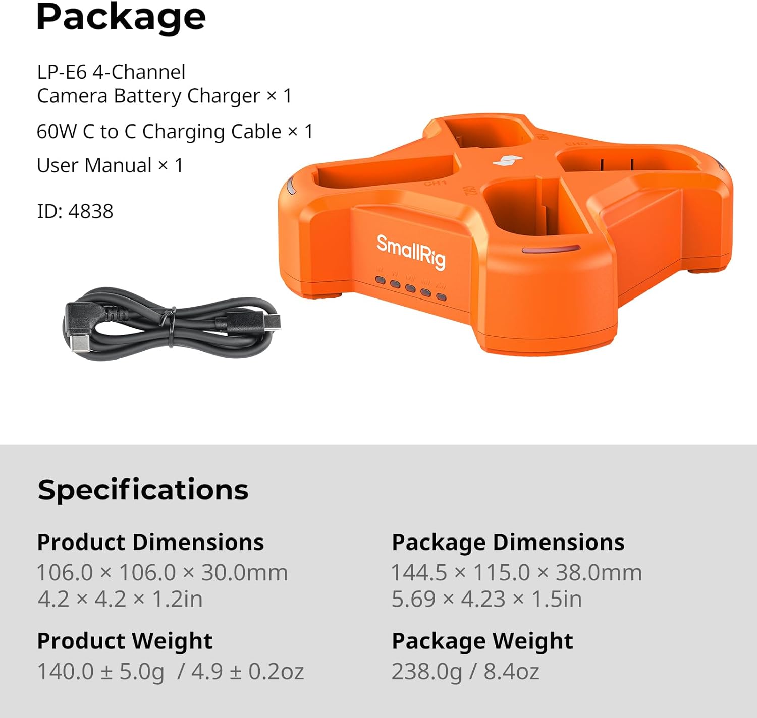 Thumbnail 6 de SMALLRIG 4-Channel LP-E6NH 60W Charger