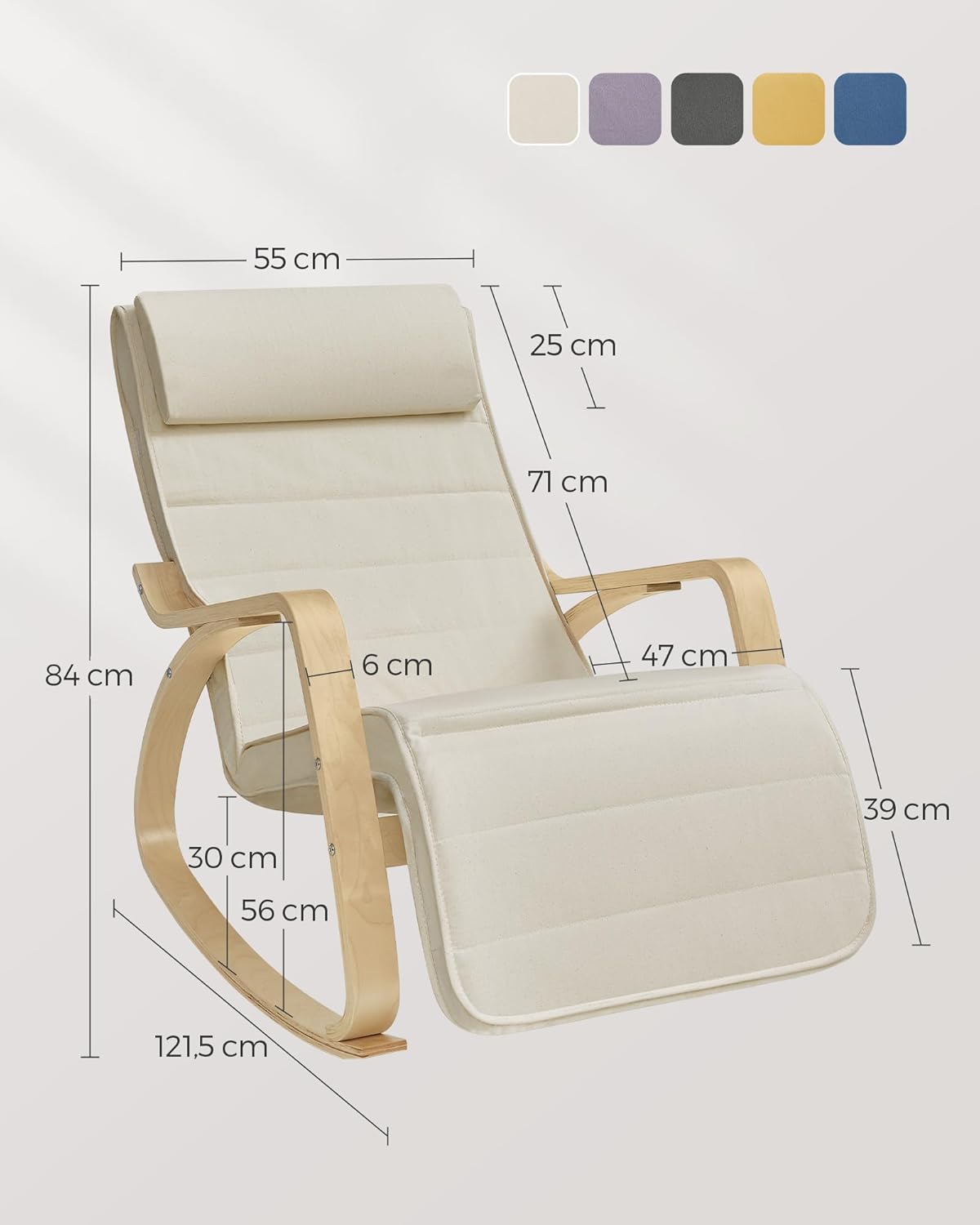 Thumbnail 2 de SONGMICS Silla Mecedora beige 150 kg