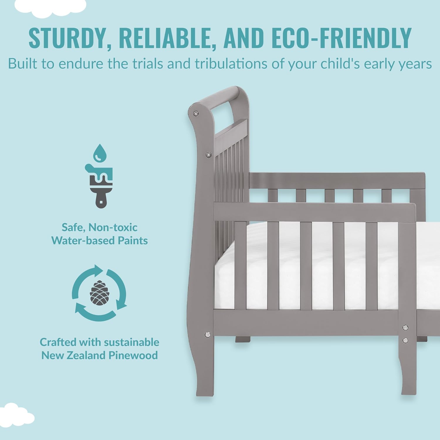 Detalle 1 de Dream On Me Emma 649-SGY Convertible Toddler Bed, Storm Grey Pinewood