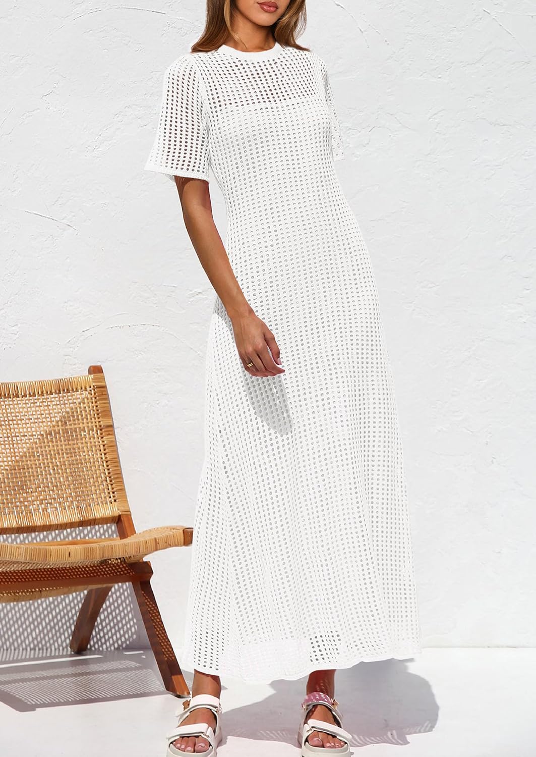 Thumbnail 2 de PRETTYGARDEN Women's Eyelet Cover Up Dress — 2026 Summer Resort Maxi
