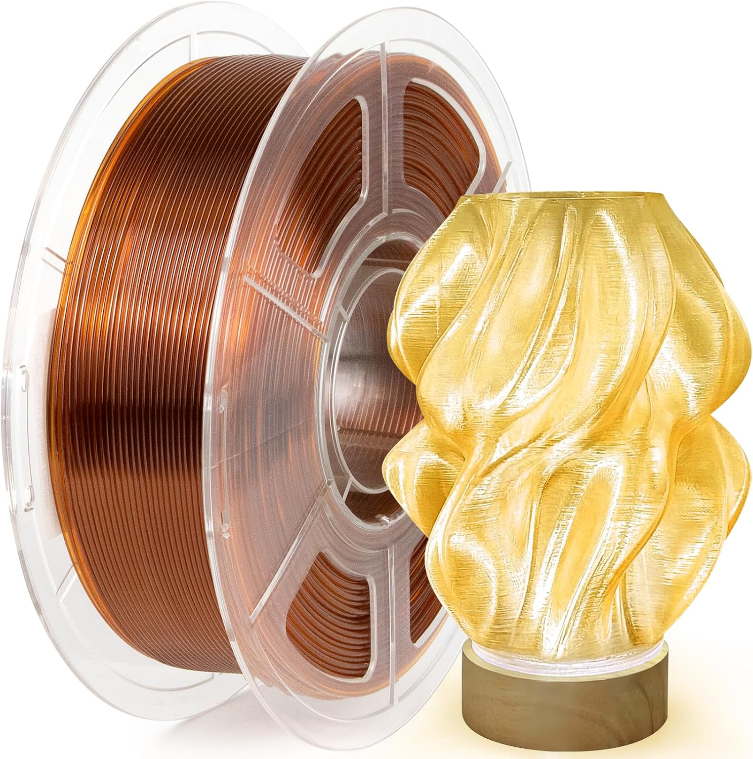 Detalle de IEMAI PETG Filament 1.75mm Transparent Bernstein – 1 kg, hohe Genauigkeit und Lichtdurchlässigkeit