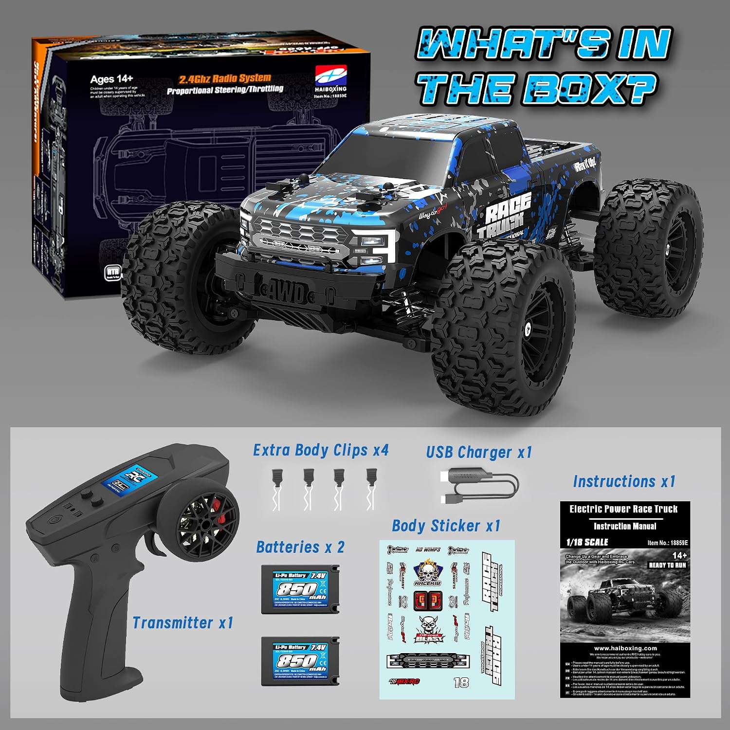 Thumbnail 6 de HAIBOXING 18859E Ferngesteuertes Auto 1:18 – All-Terrain 4WD, 36 km/h