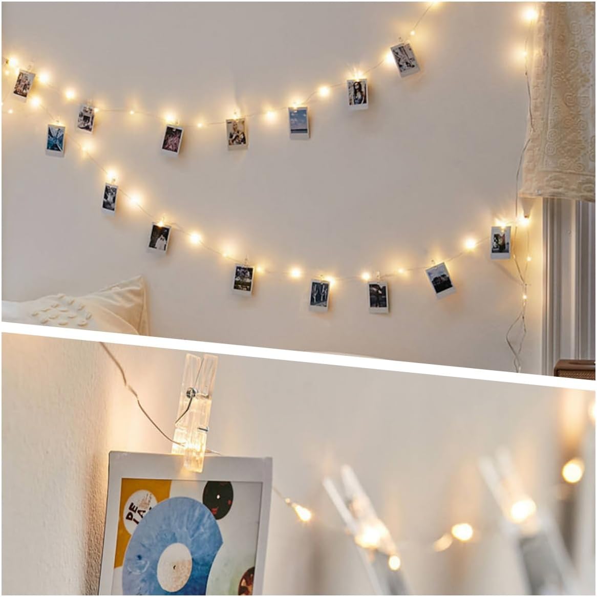 Detalle de Microwear Garland lichtslinger met fotoclips, 10 m, 100 warmwitte leds