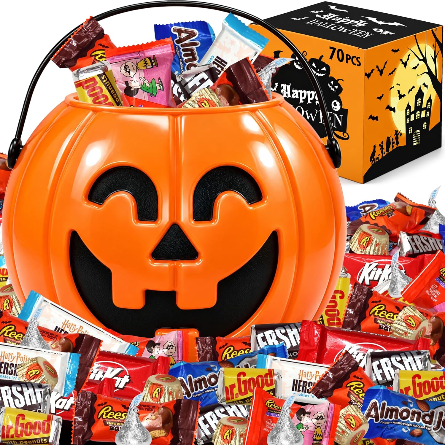 Detalle de Taboom Halloween Chocolate Pumpkin Bucket, 21 oz Individually Wrapped Candy
