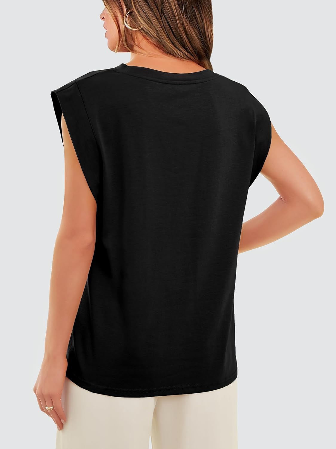 Detalle de WIHOLL Cap Sleeve Tops for Women – Lightweight Summer Tee, Loose Fit, Business Casual Tank