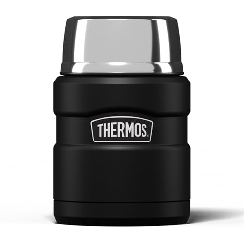 Detalle de Thermos Stainless King Matt Black Food Flask (470ml) – 9h Hot / 14h Cold