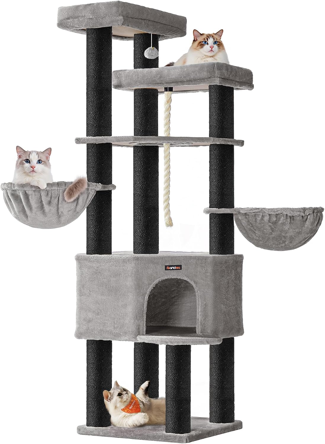 Detalle de Feandrea Grand Arbre à Chat à 5 niveaux XXL PCT008G02 (tour de jeux en sisal)