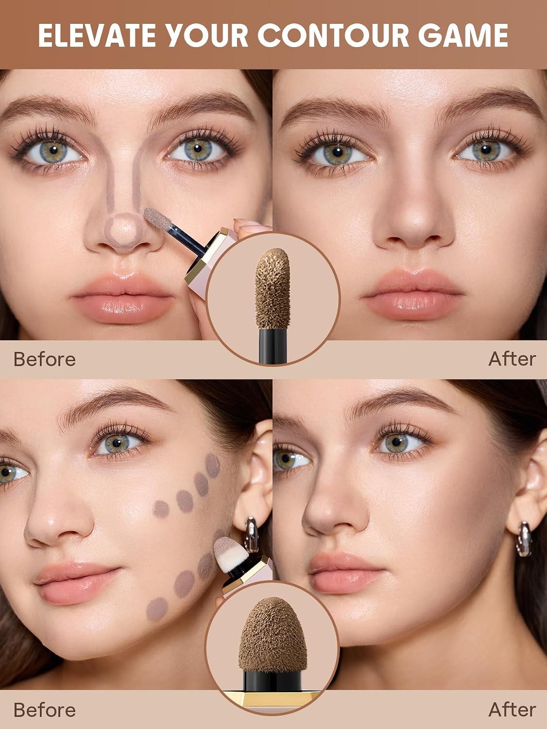 Detalle 2 de SHEGLAM sb25041157552257244 Precision Sculpt Liquid Contour, Dual-Ended Applicator